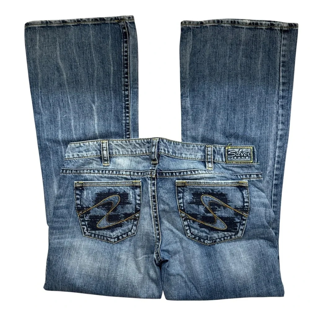 Silver Jeans Tuesday Bootcut Mens 34x33 Blue Good Distressed Low Rise‎ Denim